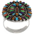 Southwestern Multicolor Needlepoint Silver Ring Size 8-3/4 EX50803